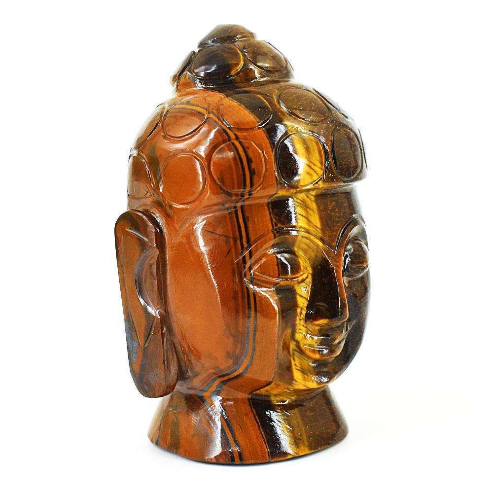 gemsmore:Craftsmen Tiger Eye Hand Carved Buddha Head
