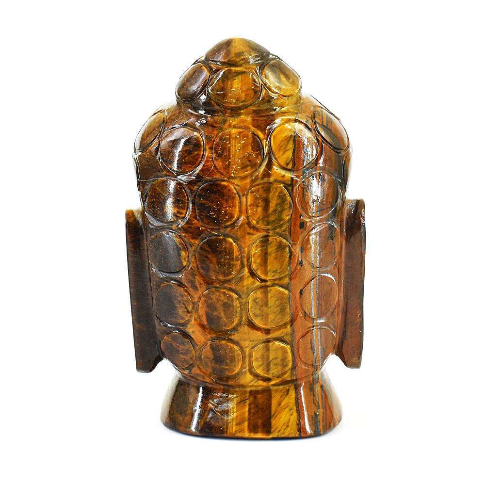 gemsmore:Craftsmen Tiger Eye Hand Carved Buddha Head