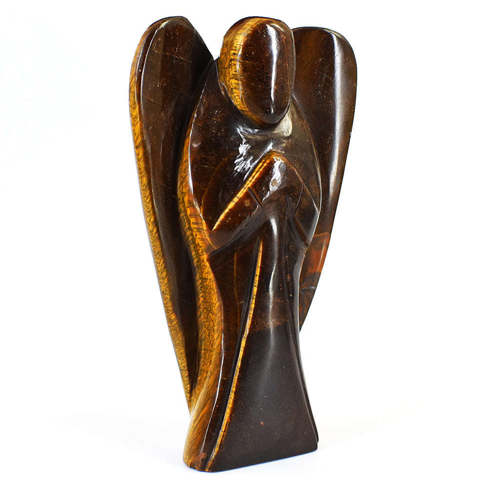 gemsmore:Craftsmen Tiger Eye Hand Carved Genuine Crystal Gemstone Carving Angel