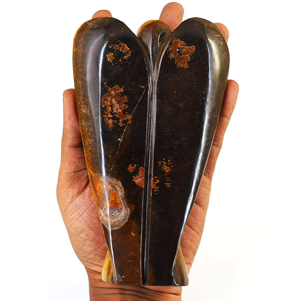 gemsmore:Craftsmen Tiger Eye Hand Carved Genuine Crystal Gemstone Carving Angel