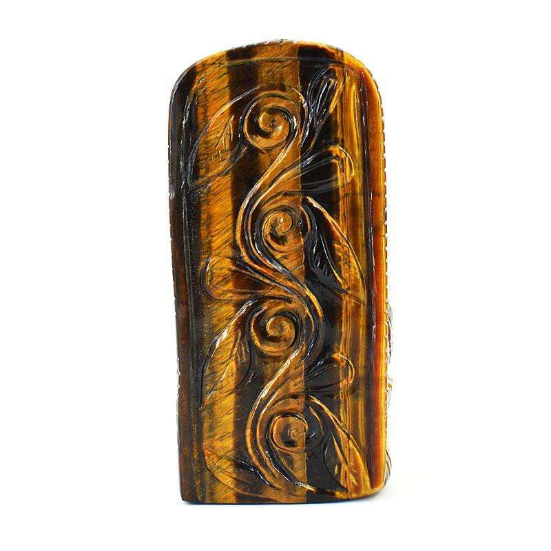 gemsmore:Craftsmen Tiger Eye Hand Carved Genuine Crystal Gemstone Carving Lord Ganesha