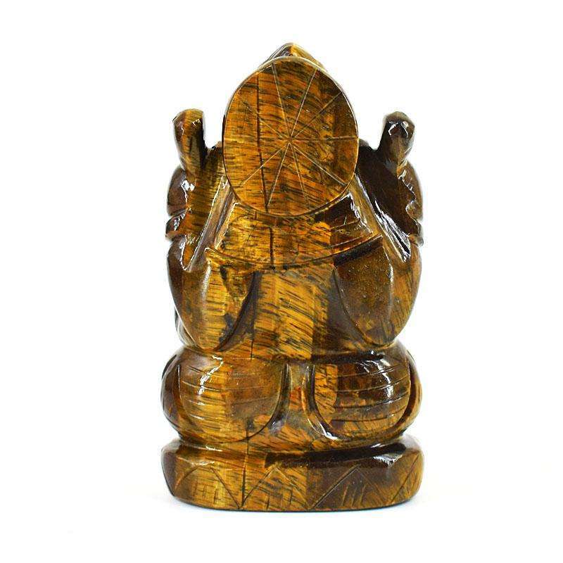 gemsmore:Craftsmen Tiger Eye Hand Carved Genuine Crystal Gemstone Carving Lord Ganesha