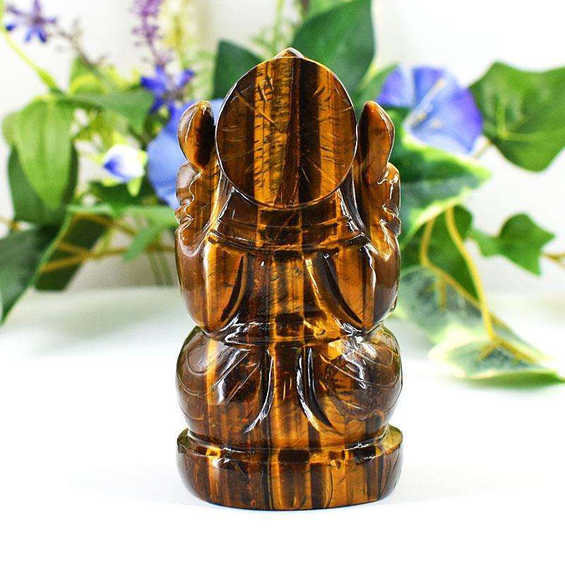 gemsmore:Craftsmen Tiger Eye Hand Carved Genuine Crystal Gemstone Carving Lord Ganesha