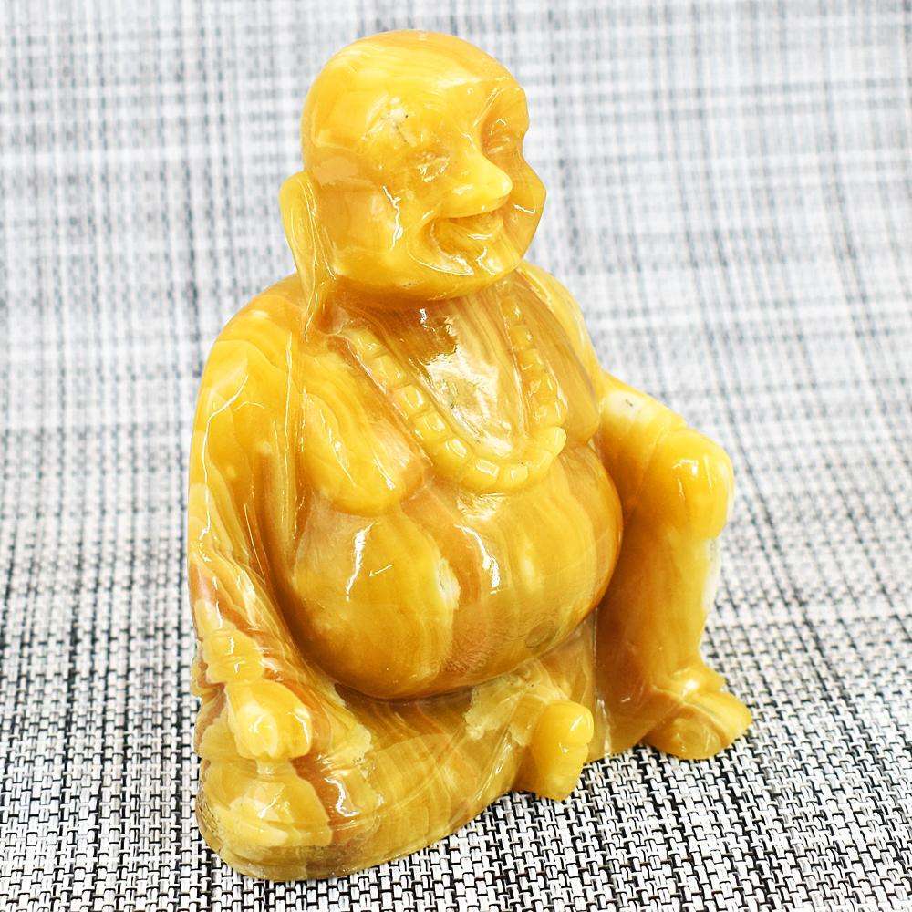 gemsmore:Craftsmen Yellow Rhodocrosite Hand Carved Genuine Crystal  Carving Laughing Buddha