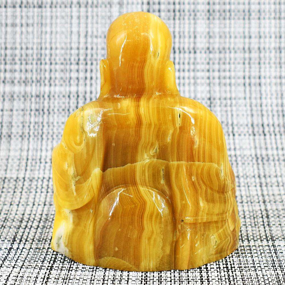 gemsmore:Craftsmen Yellow Rhodocrosite Hand Carved Genuine Crystal  Carving Laughing Buddha