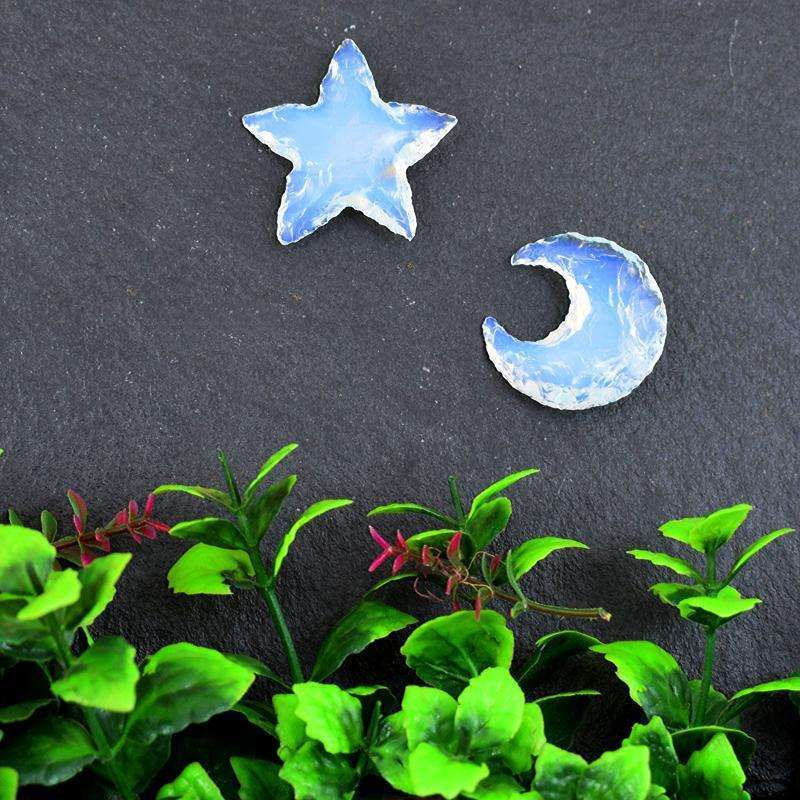 gemsmore:Crystal  Healing Opalite Moon & Opalite Star - Combo Deal