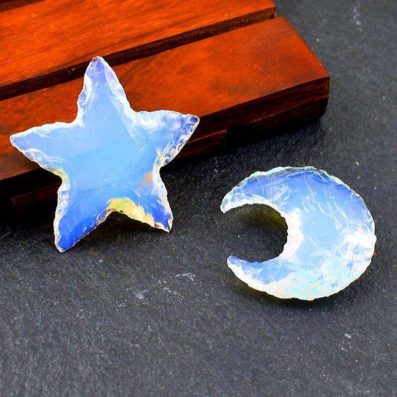 gemsmore:Crystal  Healing Opalite Moon & Opalite Star - Combo Deal