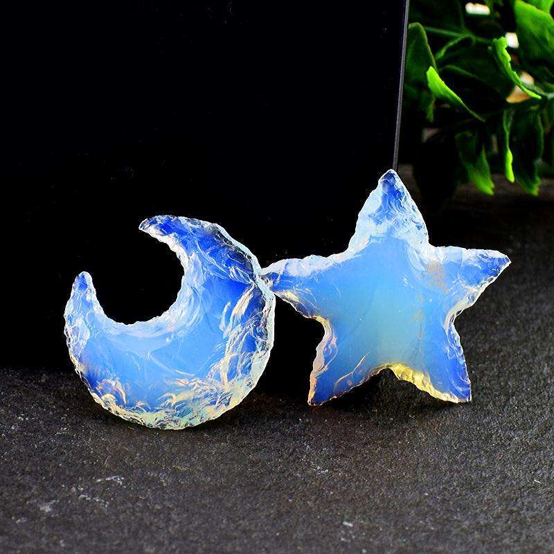 gemsmore:Crystal  Healing Opalite Moon & Opalite Star - Combo Deal