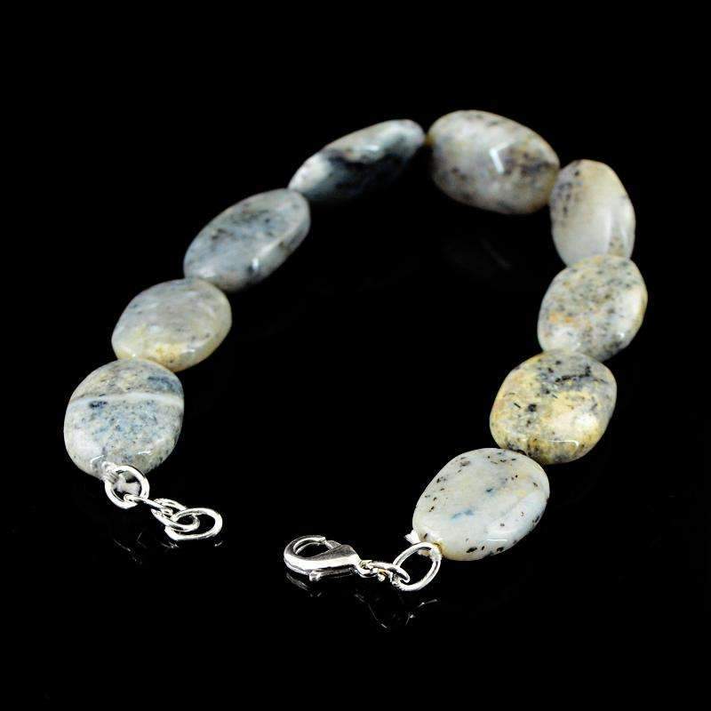 gemsmore:Dendrite Opal Bracelet Natural Oval Shape Beads