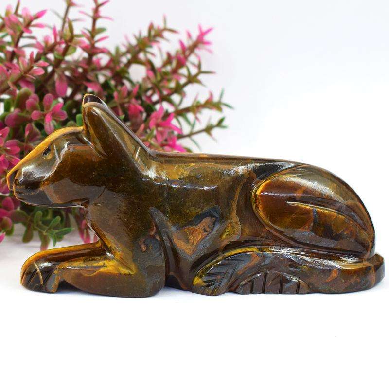 gemsmore:Designer Golden Tiger Eye Carved Mouse (Rat)