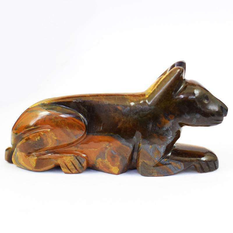 gemsmore:Designer Golden Tiger Eye Carved Mouse (Rat)