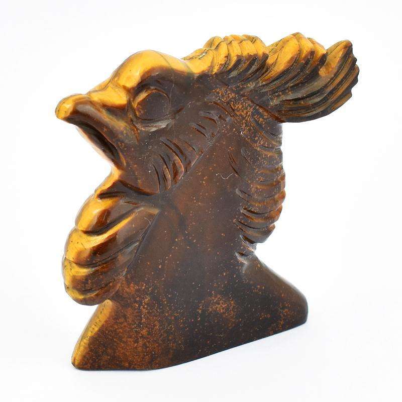 gemsmore:Detailed Carved Golden Tiger Eye Hen Head