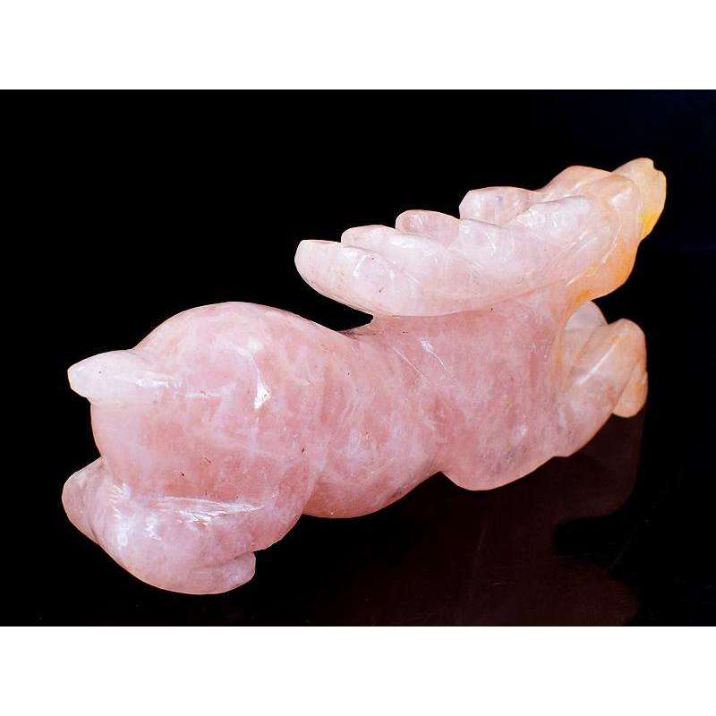 gemsmore:Detailed Carved Pink Rose Quartz Reindeer