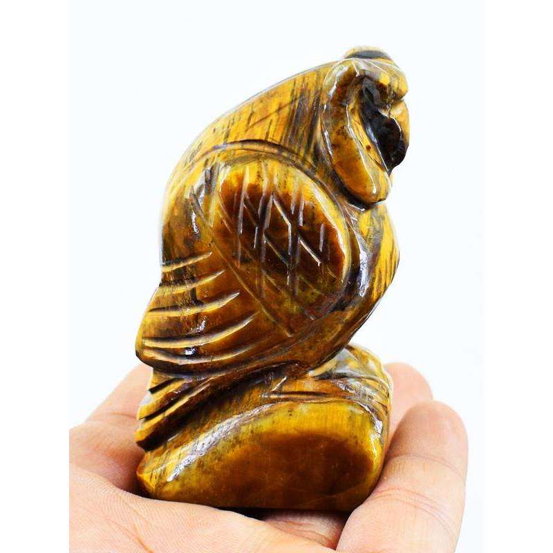 gemsmore:Detailed Hand Carved Golden Tiger Eye Owl