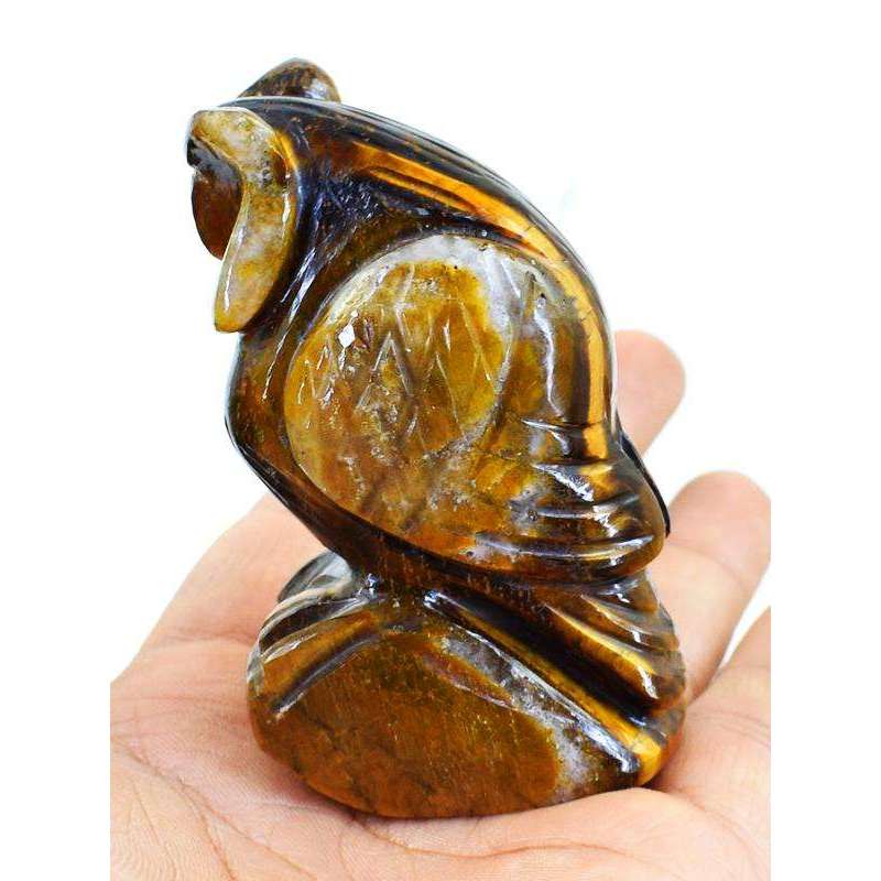 gemsmore:Detailed Hand Carved Golden Tiger Eye Owl