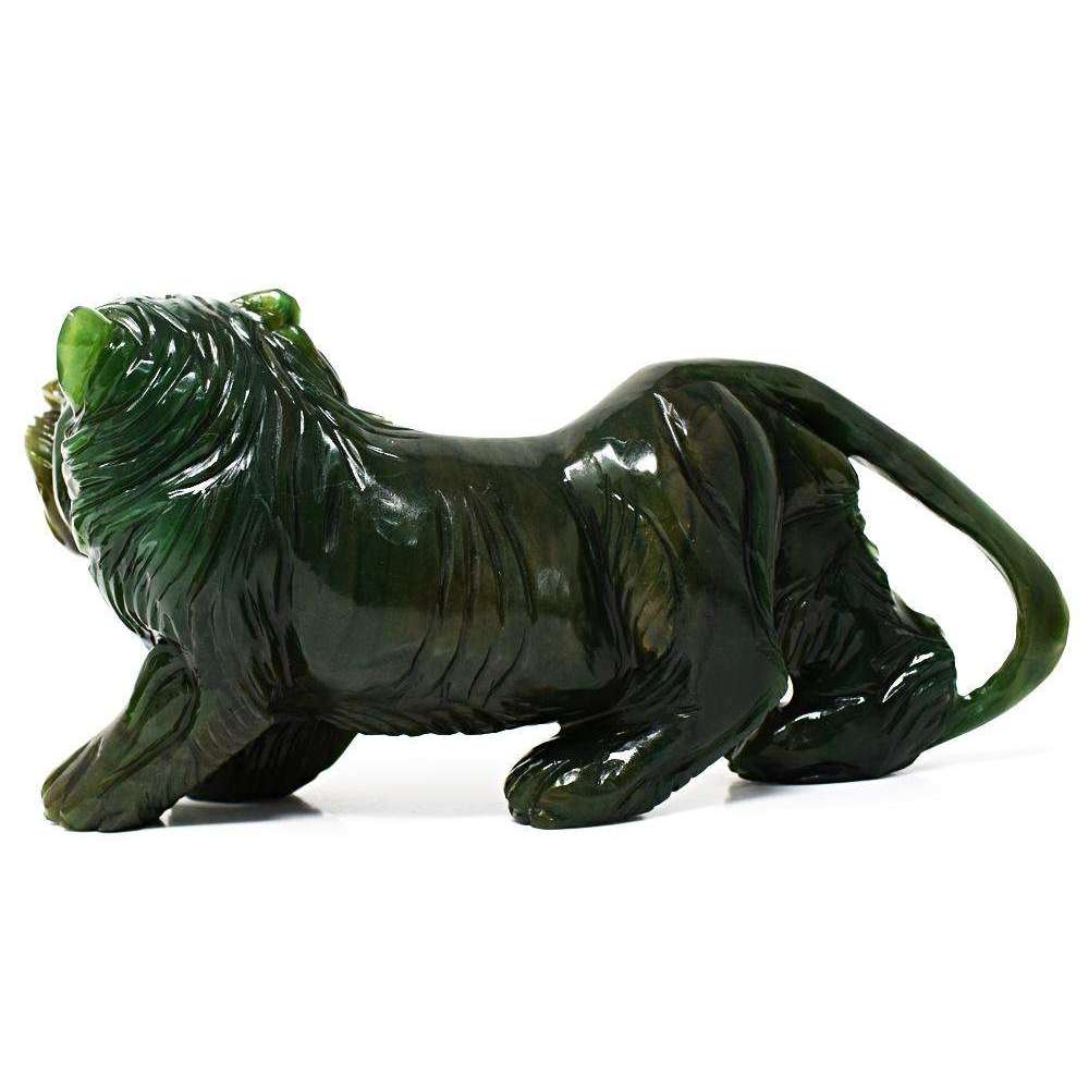 gemsmore:Detailed Hand Carved Green Jade Lion