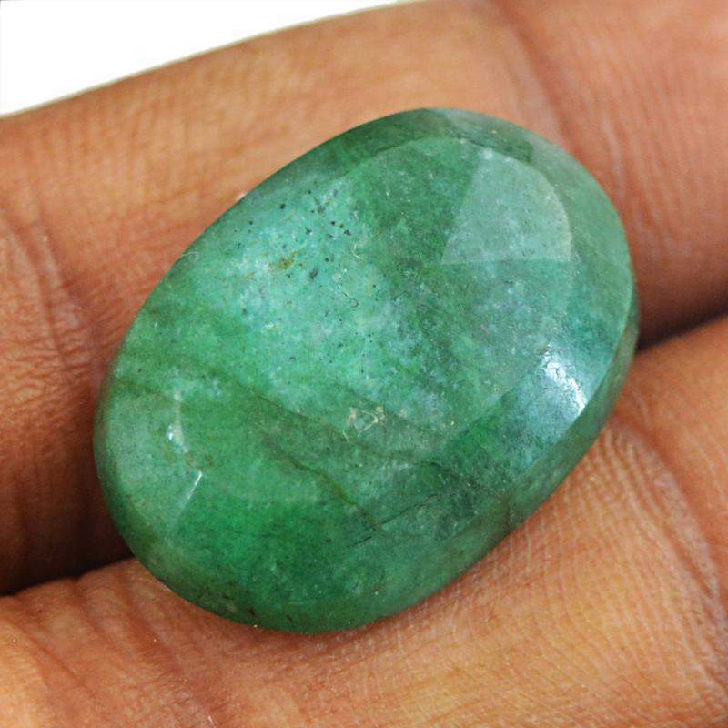 gemsmore:Earth Mind Green Emerald Oval Shape Faceted Gemstone