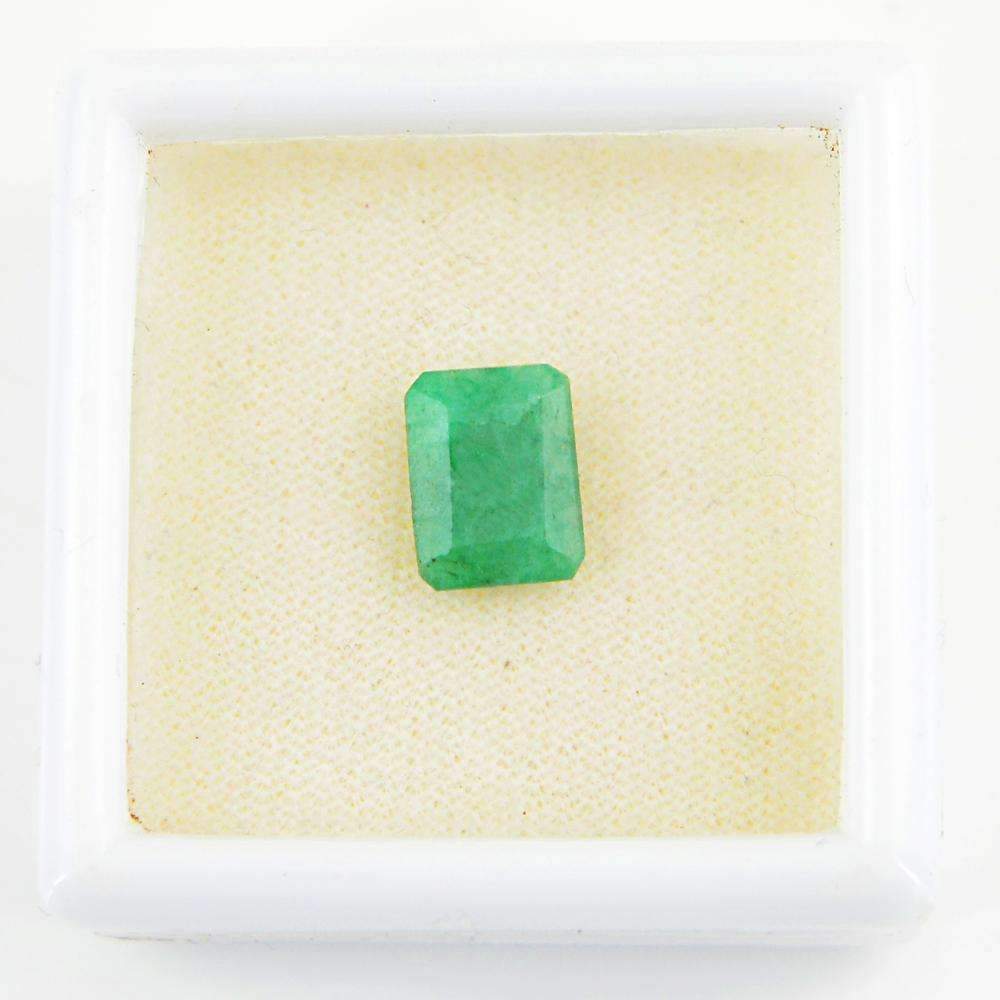 gemsmore:Earth Mined Green Emerald Faceted Gemstone