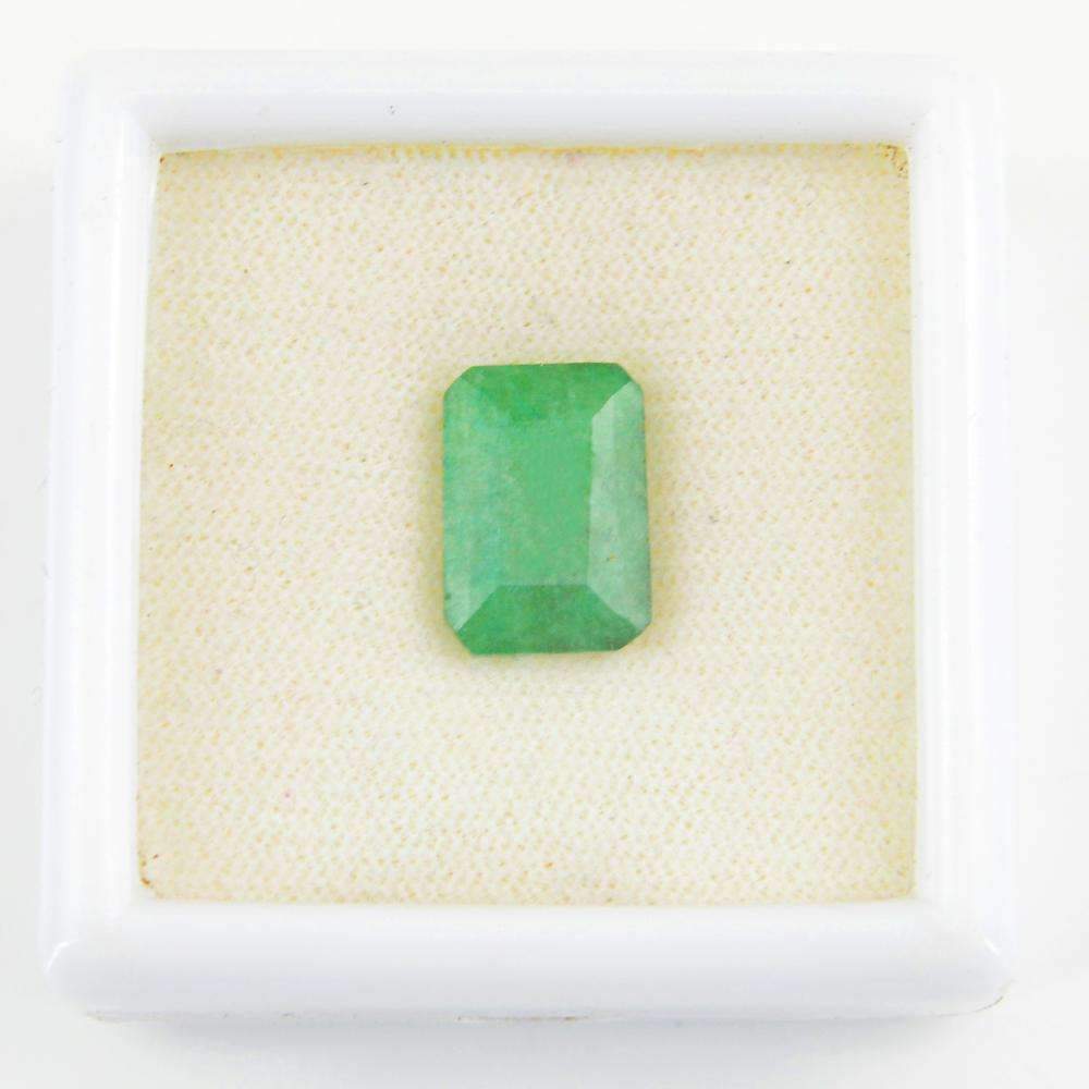 gemsmore:Earth Mined Green Emerald Faceted Gemstone