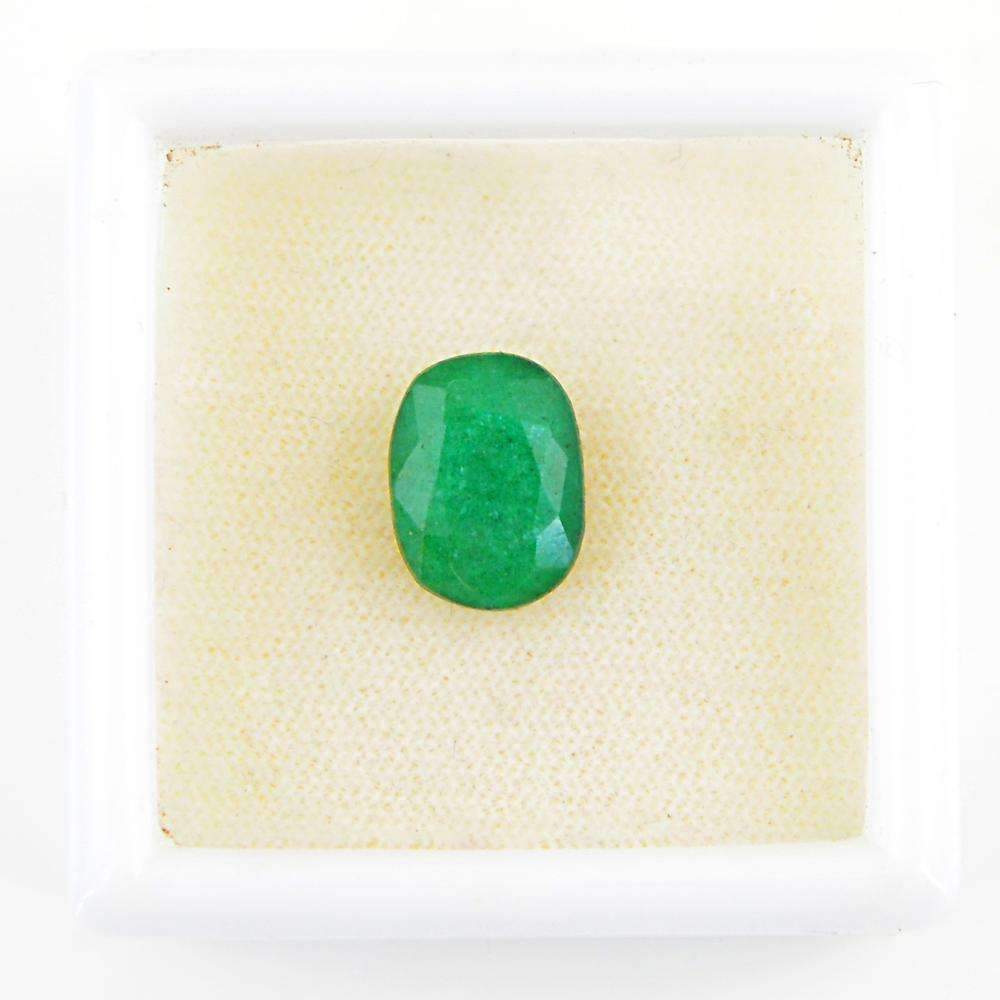 gemsmore:Earth Mined Green Emerald Gemstone Faceted Oval Shape