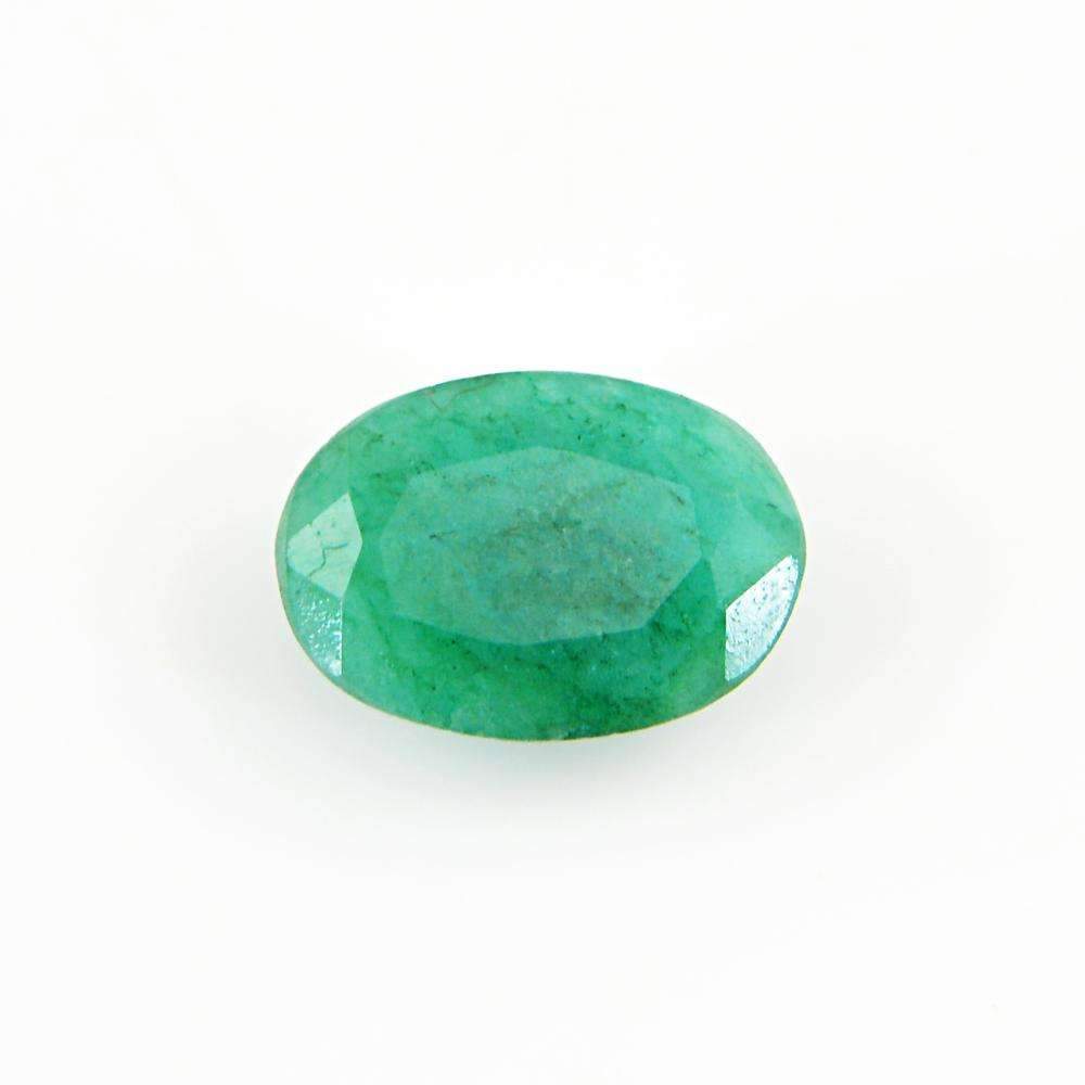 gemsmore:Earth Mined Green Emerald Gemstone Faceted Oval Shape