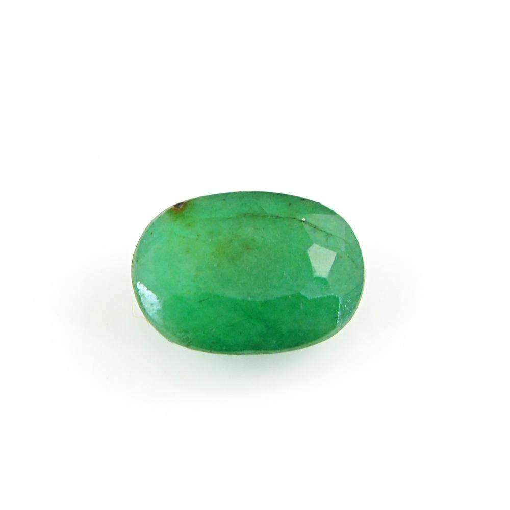 gemsmore:Earth Mined Green Emerald Gemstone Faceted Oval Shape
