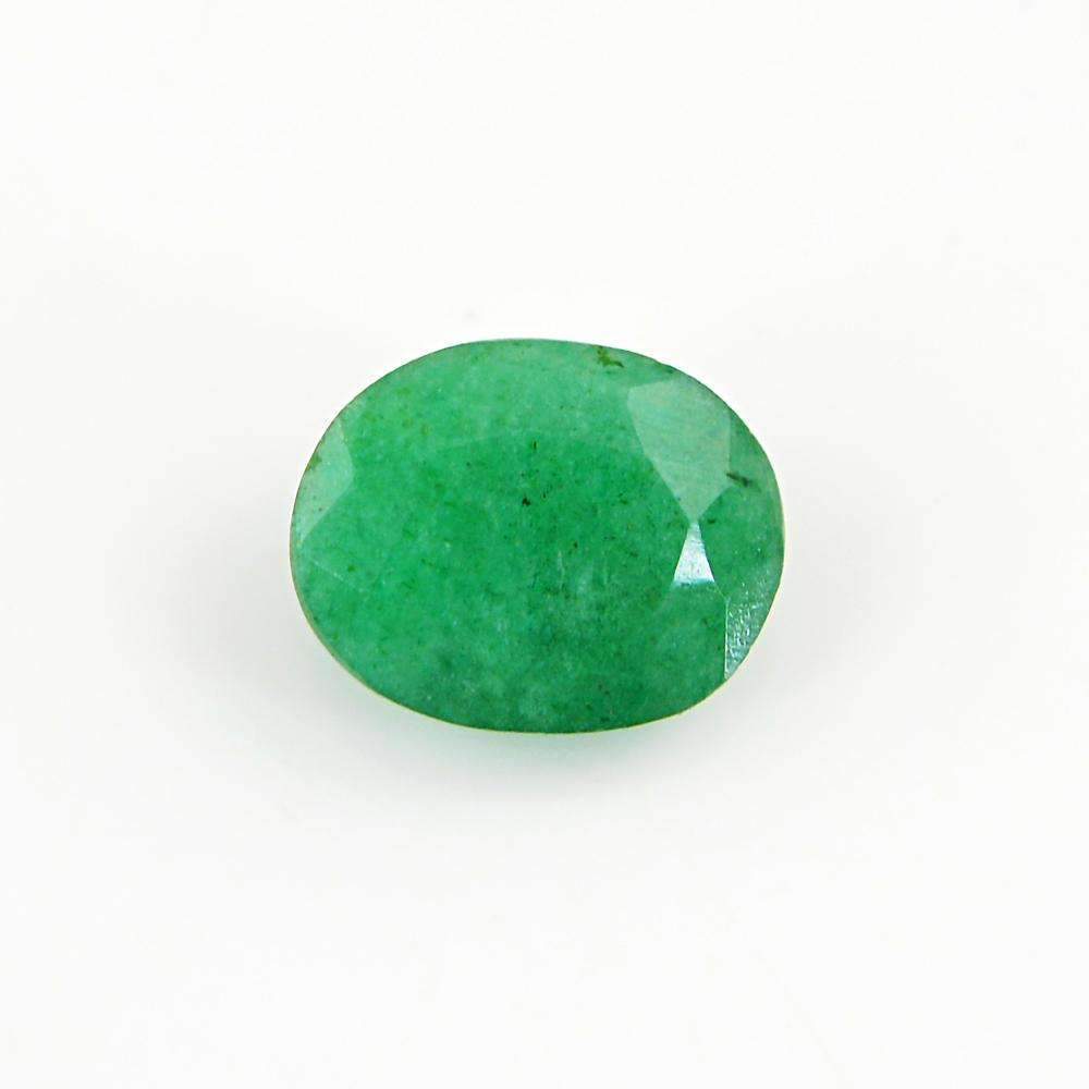 gemsmore:Earth Mined Green Emerald Gemstone Faceted Oval Shape