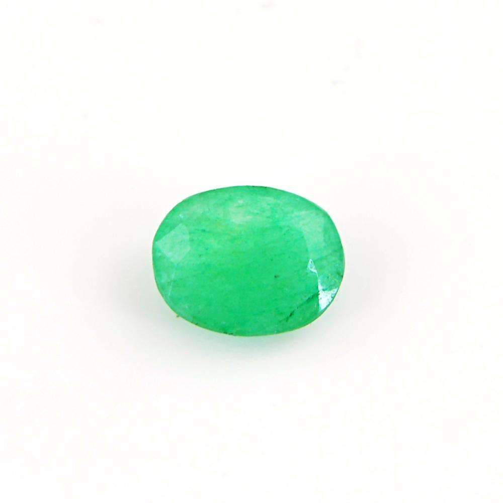 gemsmore:Earth Mined Green Emerald Gemstone Faceted Oval Shape