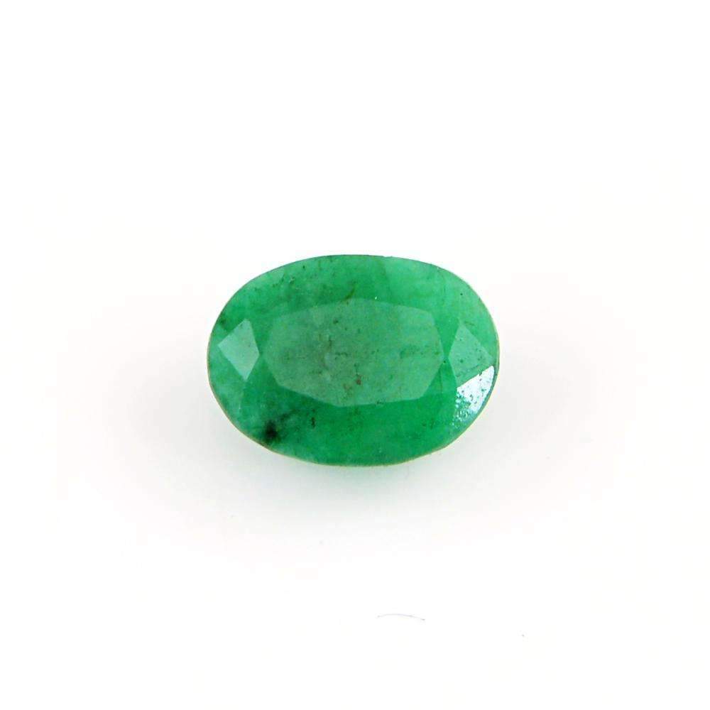 gemsmore:Earth Mined Green Emerald Gemstone Faceted Oval Shape