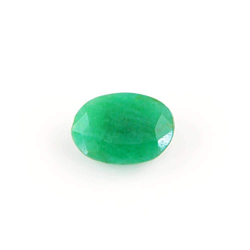gemsmore:Earth Mined Green Emerald Gemstone Faceted Oval Shape