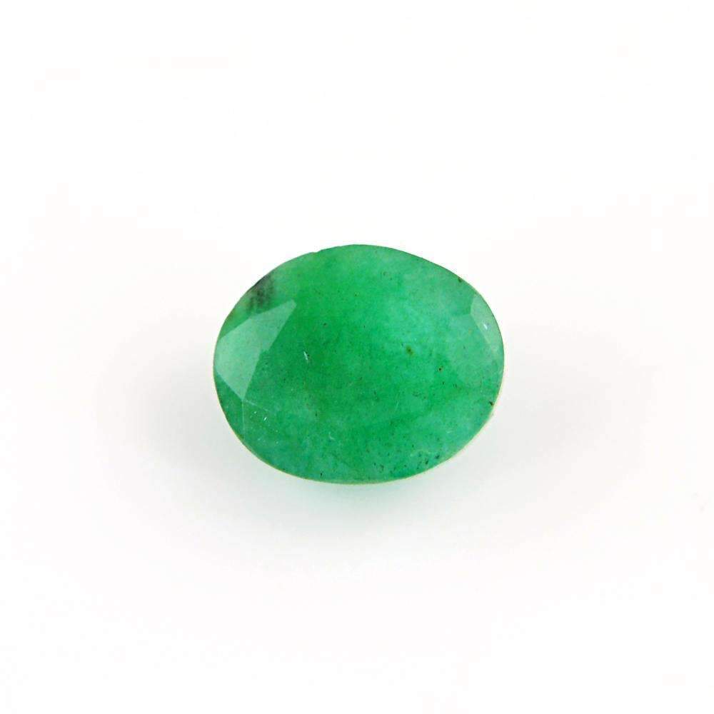 gemsmore:Earth Mined Green Emerald Gemstone Faceted Oval Shape