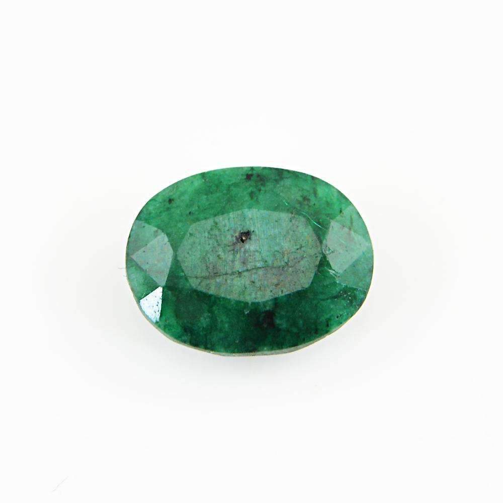 gemsmore:Earth Mined Green Emerald Gemstone Faceted Oval Shape