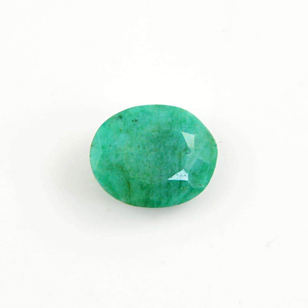 gemsmore:Earth Mined Green Emerald Gemstone Faceted Oval Shape