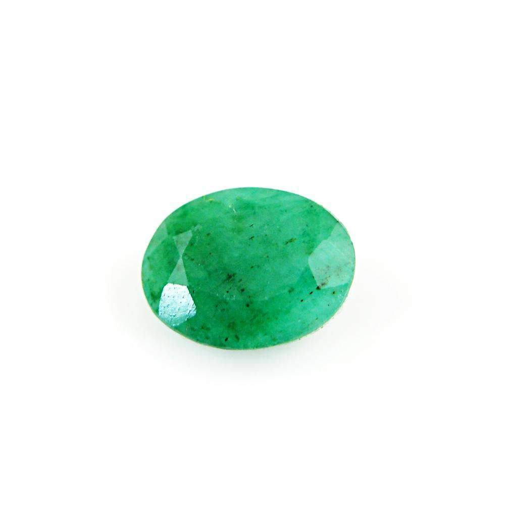 gemsmore:Earth Mined Green Emerald Gemstone Faceted Oval Shape