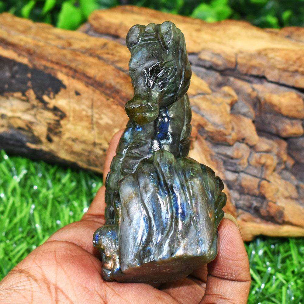 gemsmore:Excluive Labradorite Hand Carved Genuine Crystal Gemstone Carving Sea Horse