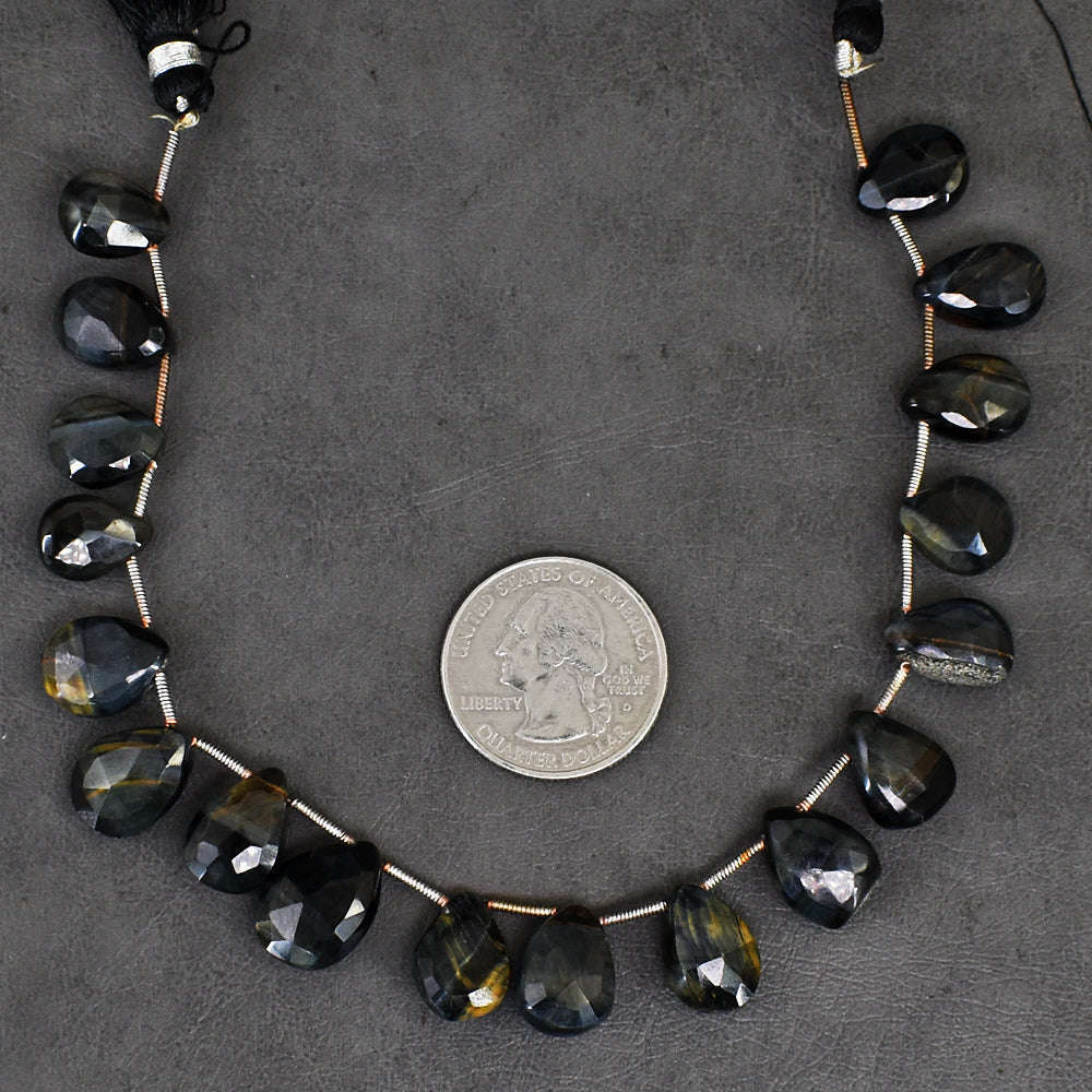 gemsmore:Exclusive 124 Cts Genuine 08 Inches Blue Power Tiger Eye Faceted Beads Strand