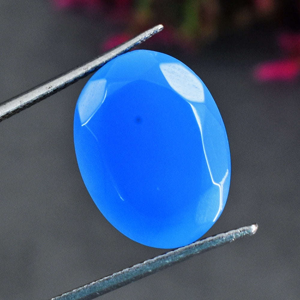 gemsmore:Exclusive 13 Cts Genuine Blue Chalcedony Faceted Gemstone