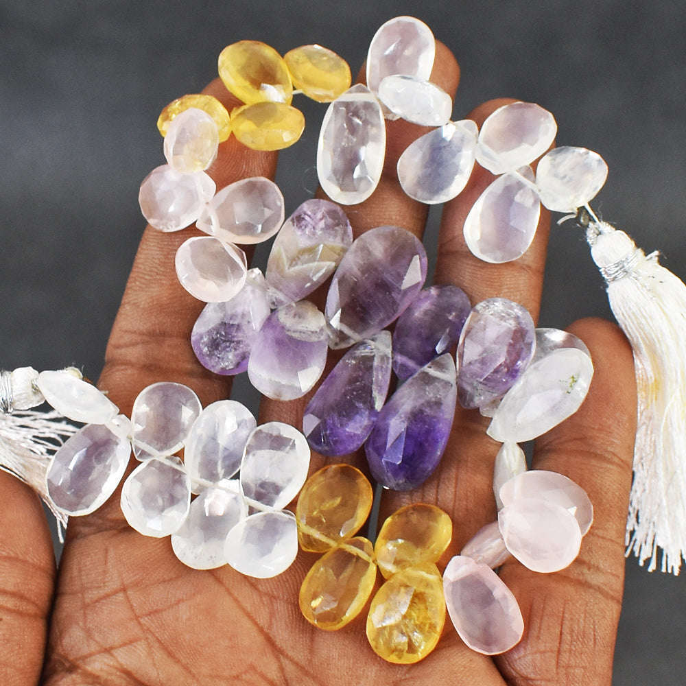 gemsmore:Exclusive 187 Cts  Genuine Mix Gem Faceted Beads Strand Of 08 Inches