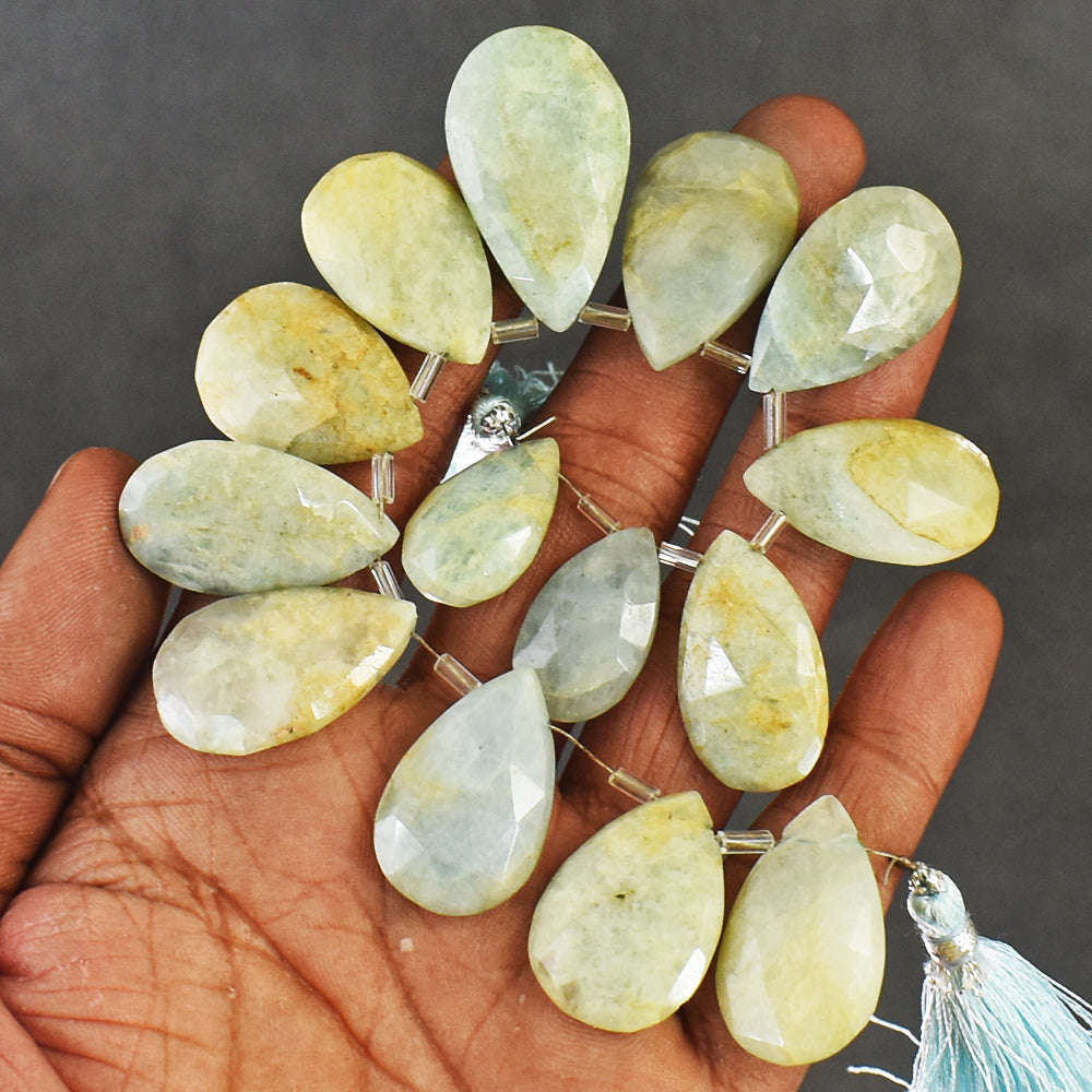 gemsmore:Exclusive 234 Cts 07 Inches Genuine Aquamarine Faceted Beads Strand
