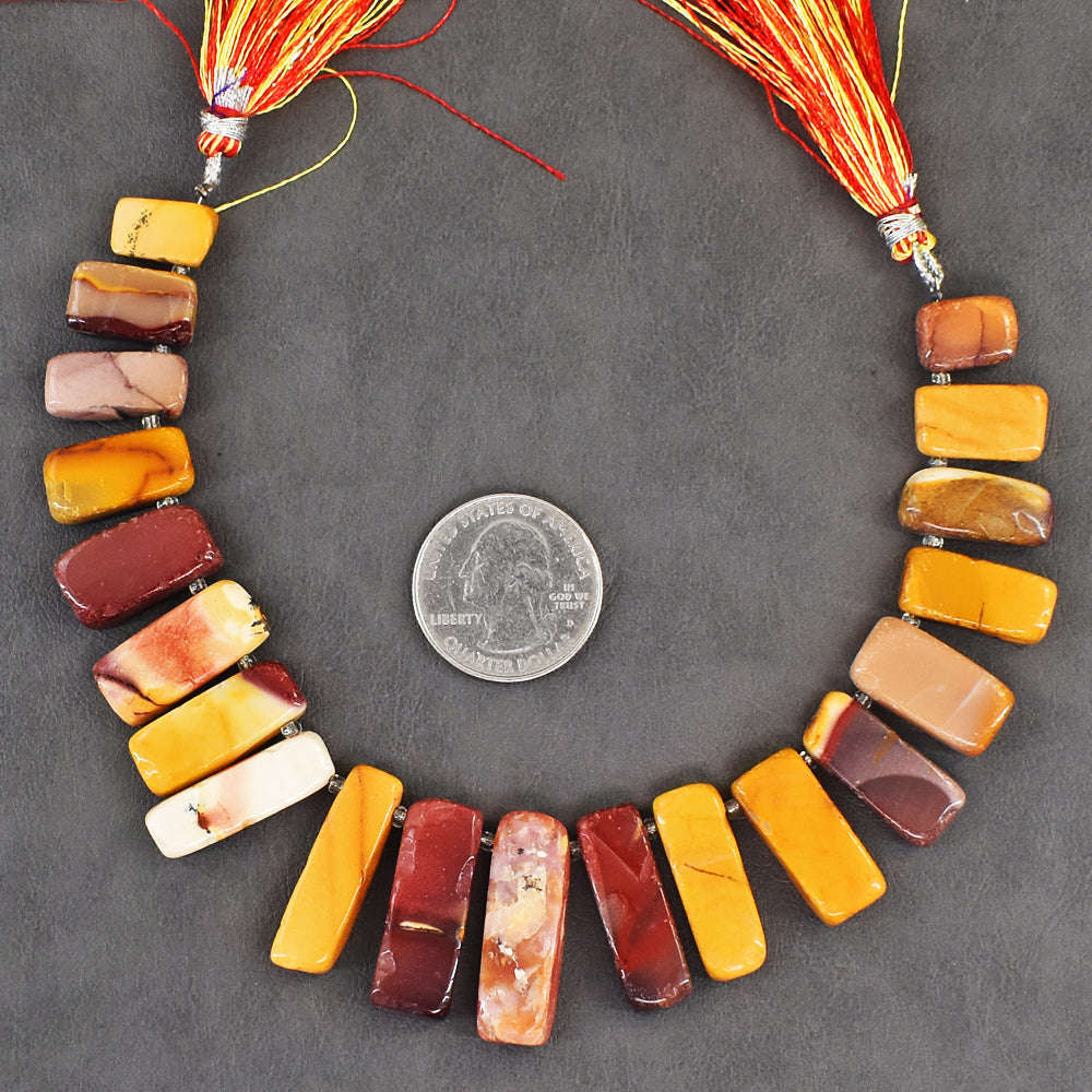 gemsmore:Exclusive 238 Cts  Genuine Mookaite Flat Beads Strand Of 08 Inches