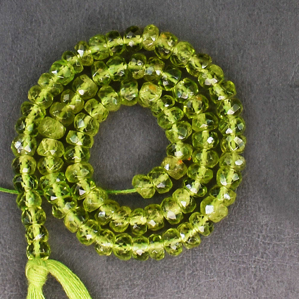 gemsmore:Exclusive 71 Cts 12 Inches Genuine Peridot Faceted Beads Strand