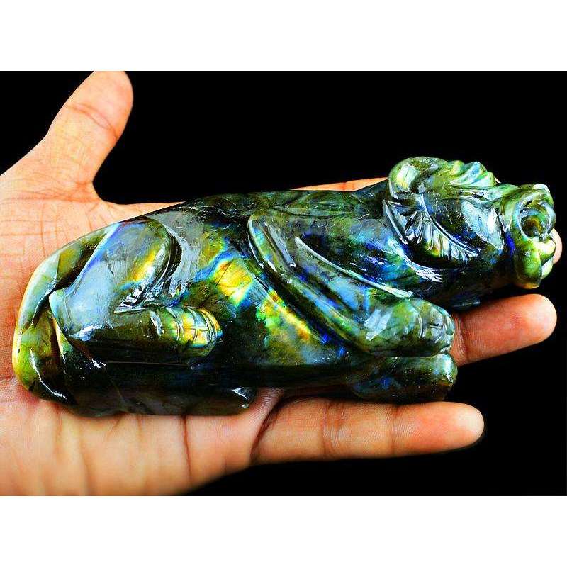 gemsmore:Exclusive Amazing Flash Labradorite Carved Tiger