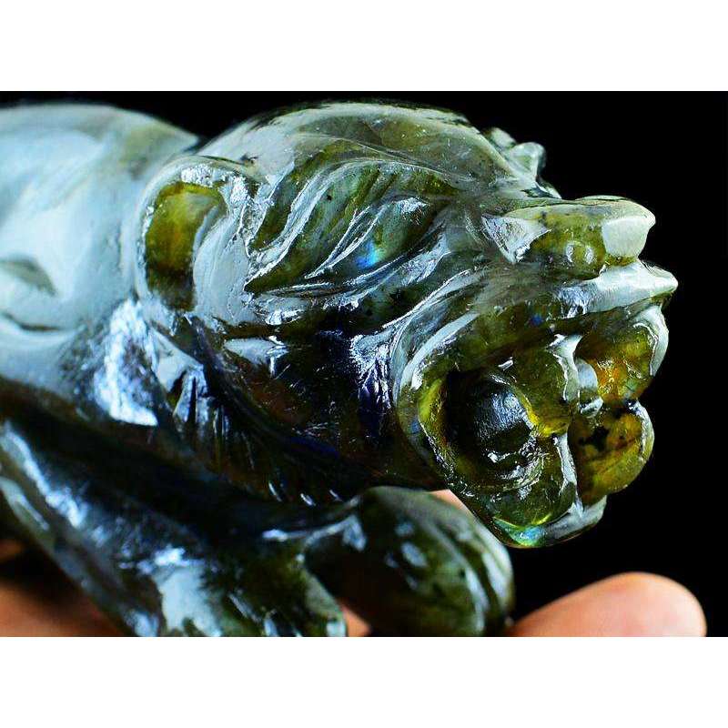 gemsmore:Exclusive Amazing Flash Labradorite Carved Tiger