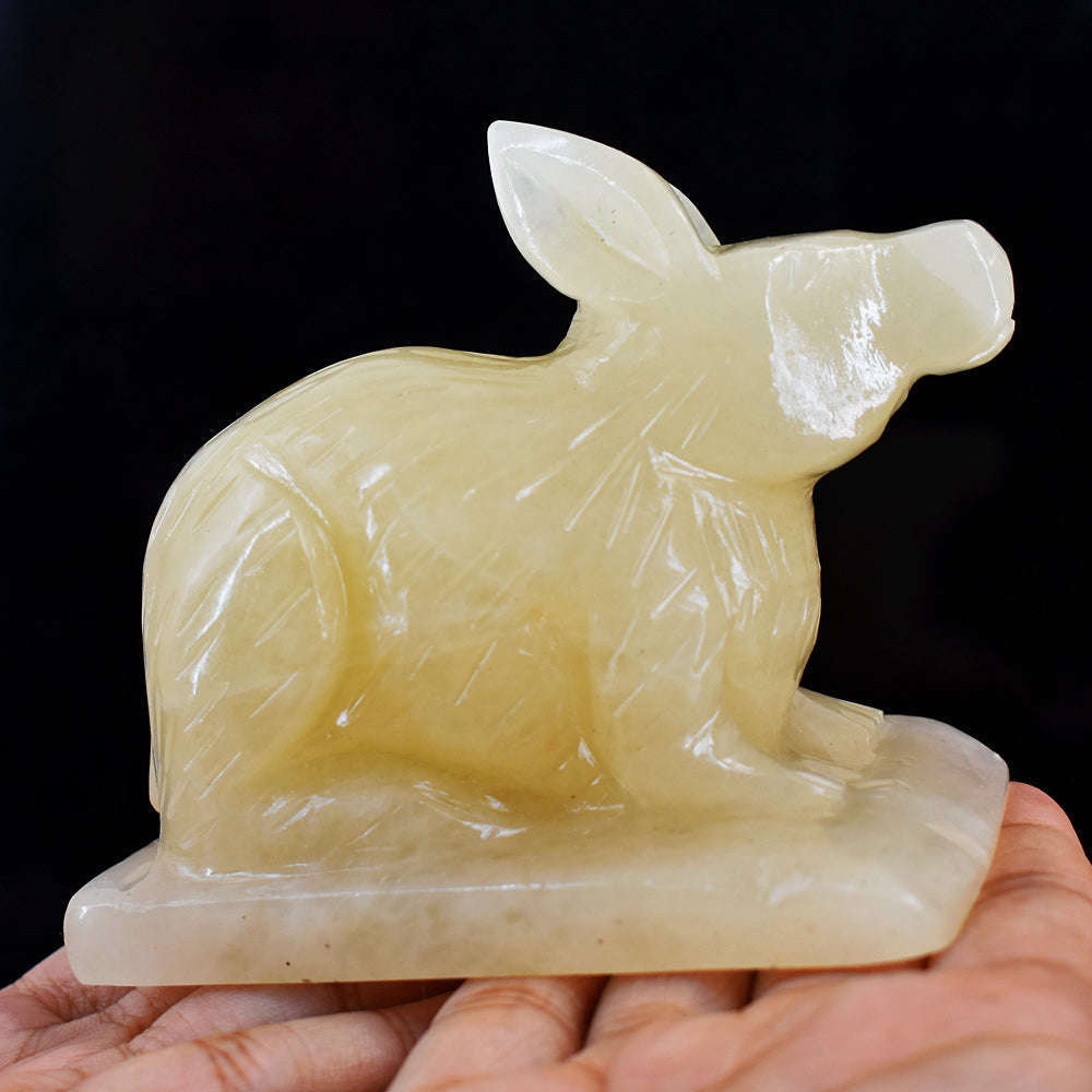 gemsmore:Exclusive  Aventurine Hand Carved Crystal Rabbit