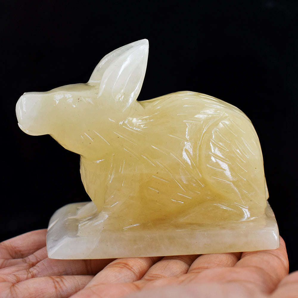 gemsmore:Exclusive  Aventurine Hand Carved Crystal Rabbit