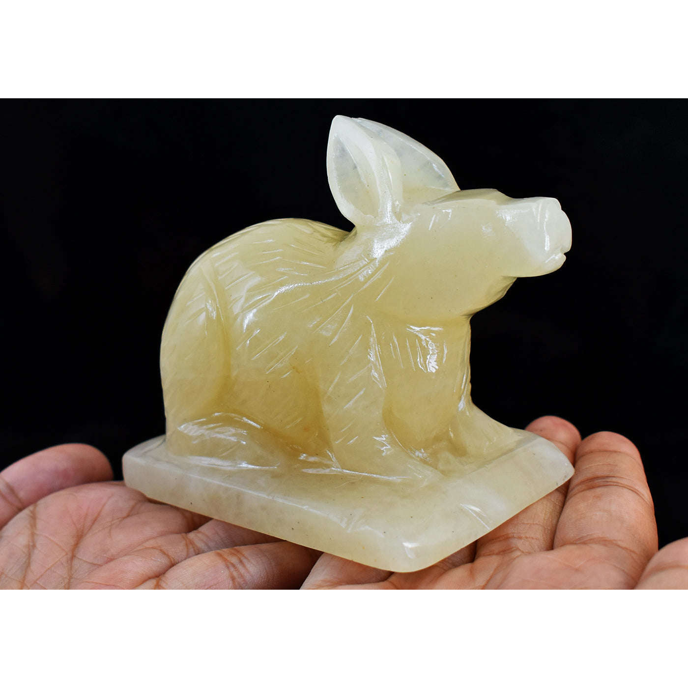 gemsmore:Exclusive  Aventurine Hand Carved Crystal Rabbit
