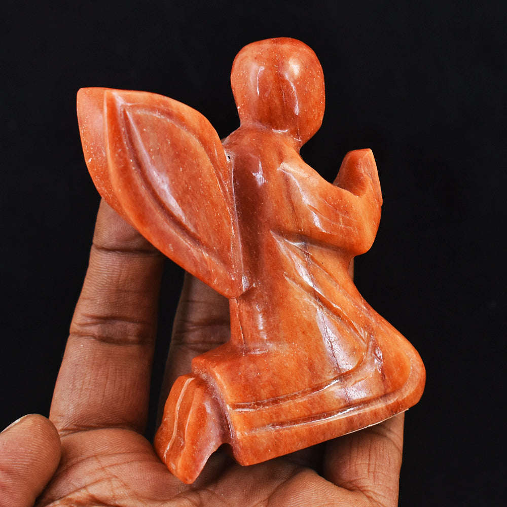gemsmore:Exclusive Aventurine Hand Carved Genuine Crystal Gemstone Carving Praying Angel
