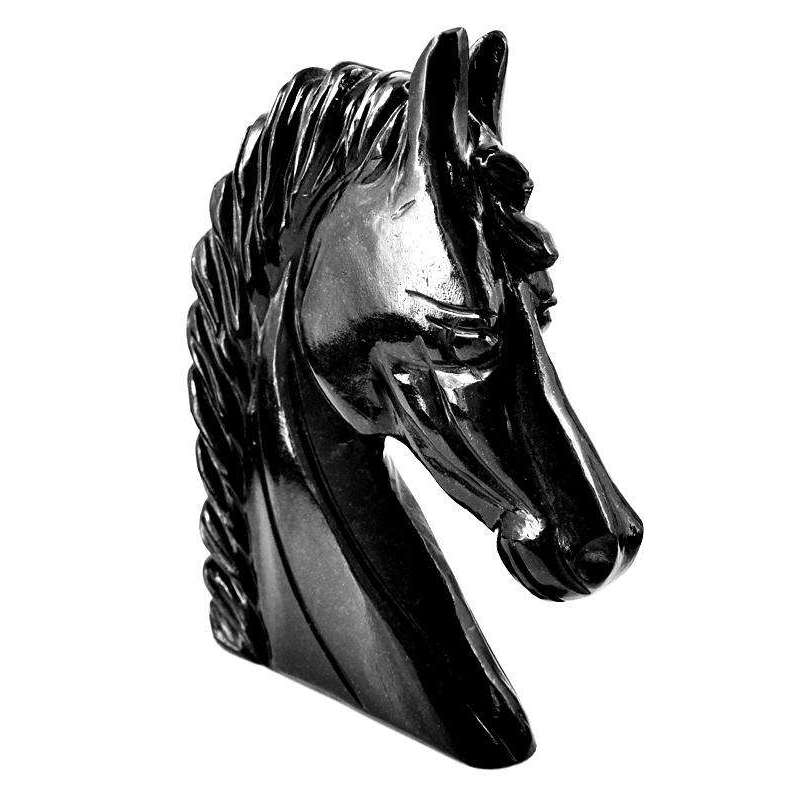 gemsmore:Exclusive Black Spinel Carved Horse Head (Bust)
