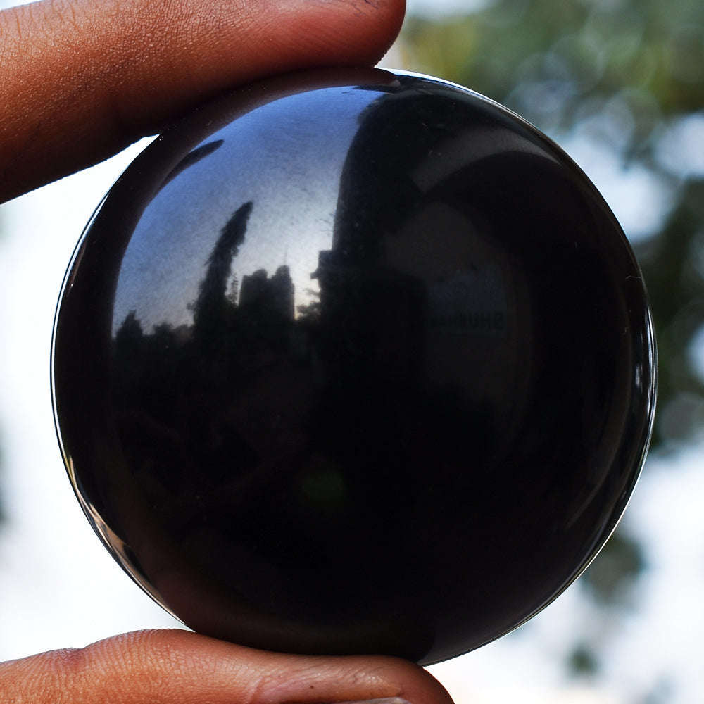 gemsmore:Exclusive Black Spinel Hand Carved  Healing  Sphere