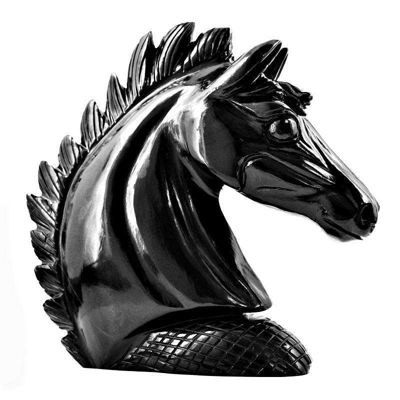 gemsmore:Exclusive Black Spinel Hand Carved Horse Head